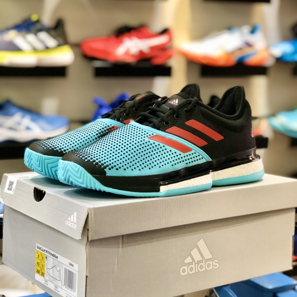 Giới thiệu Giày Tennis Adidas SoleCourt Primeblue Bk/Aqua/Red (GX9066)